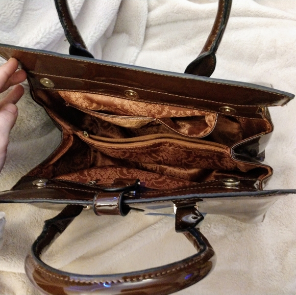 Brown Mia K. MKF Patent Satchel - Picture 6 of 6